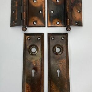 Antique Escutcheon Door Plates And Hinges Matching W Pins