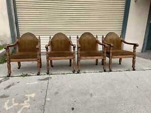 Vintage Spanish Style Carved Chairs Mid Century