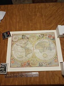 Vtg 1651 World Map Reproductions Hammond Inc 22 X16 