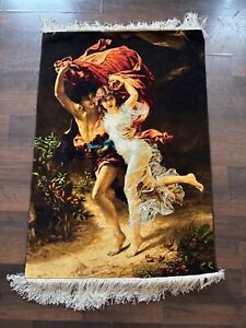 Exquisite Hand Knotted Persian Pictorial Rug Adam And Eve Silk And Wool