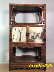Early Exquisite Rosewood Inlaid Marble Tea Cabinet