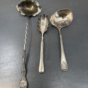Lot Of 3 Piece Silver Plated Serving Ware Handmade Unsure Of Age