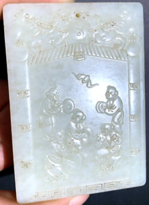 8 6 Cm Chinese Antique Hand Carved Hetian White Jade Boy Blessing Pendant