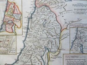Holy Land Israel Palestine Jerusalem Dead Sea Travel Distance 1797 Engraved Map
