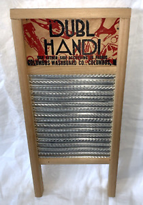 Washboard Dubl Handl Lingerie Hosiery Wood Metal Columbus Co Vintage Primitive
