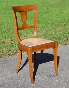 Early Antique Urn Splat Back Klismos Chair Rope Seat C 1800 S