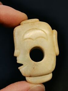 Chinese Jade Human Head Figurine Carving Human Head Shaped Jade Pendant 