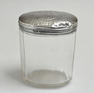 English Hallmark Sterling Silver Vanity Glass Jar Bottle 3 5 Inches Tall