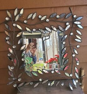 Mcm Leaves Mirror Picture Large Wall Art Relief 3 D Black Silver 27 X 27 