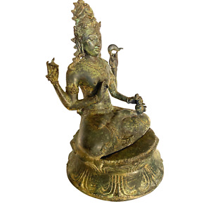 Vintage Shiva Bronze Sculpture Lotus Base Bali Hindu Art Lost Wax Cast Statue