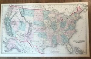 Antique Colored Map United States Of America Ca 1876 Gray S Atlas 