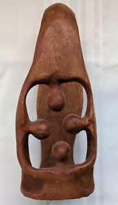 Vintage Rachana Abstract Wooden Statue 4 People Embracing Bali Shipwt2lb 