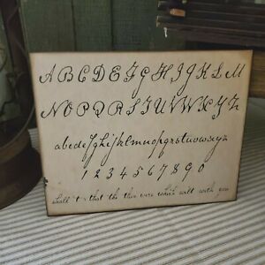 Perfect Display Vintage Primitive Colonial Style Alphabet Old Script School Sign