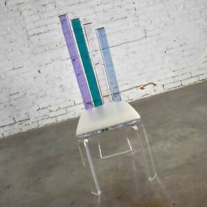 Modern Lucite Chair Rainbow Graduated Back Slats Attr Shlomi Haziza For H Studio
