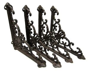 Set Of 4 Cast Iron Shelf Brackets New Antique Style Rustic Cameo 8 X 8 