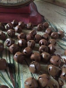  48 Primitive Rusty Look Tin Jingle Bells 13mm 1 2 In 1 2 Christmas Crafts
