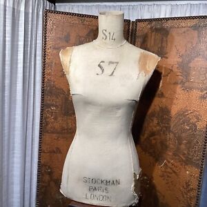 Antique French Stockman Dress Form Wasp Waist S14 57 Lovely Patina Shabby Chic