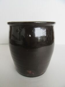 Antique 19th Century Brown Glazed Pennsylvania Stoneware Crock 5 1 2 