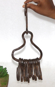 Antique Iron Well Bucket Fetching 10 Hooks Original Old Handcrafted 14694