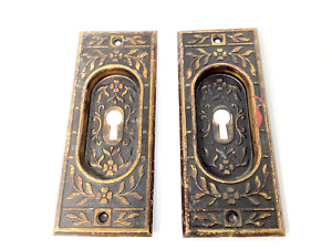 Antique Brass Eastlake Victorian Skeleton Key Lock Escutcheon Hardware Door