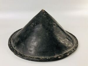 Y6905 Jingasa Black Pointed Hat Japan Antique Samurai Yoroi Armor Helmet Gear