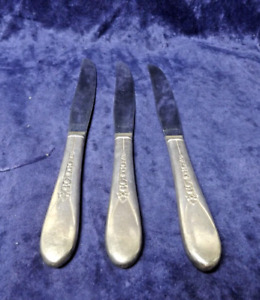 Vintage Priscilla Lady Ann Plated Silver Dinner Knives Three 3 1941