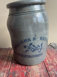 Antique Williams Reppert 1 Gallon Stoneware Crock Greensboro Pa