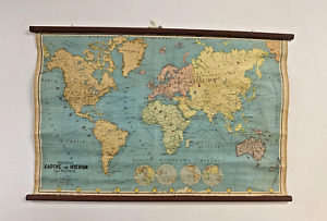 Vintage World Atlas Map Classroom Wall Tapestry Geography School Chart