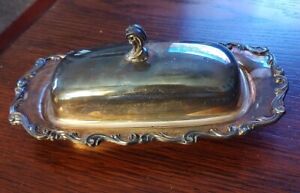 Silverplate Butter Dish With Glass Insert By International Silver Co Joanne 