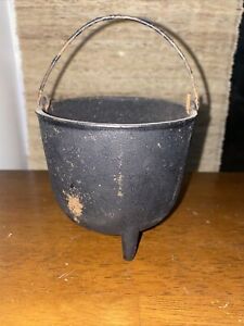 Vintage Cast Iron 3 Legged 4 Miniature Black Cauldron Kettle Pot