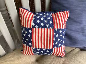 Flag Pillow Quilted American Flag Accent Pillow Us Flag Red White And Blue Qu