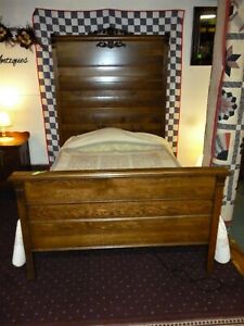 Antique Oak Bed Full Size Ornate Carvings Refinished Early 1900 S Era