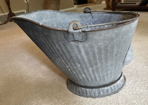 Vintage Galvanized Steel Ash Coal Or Fireplace Bucket 17