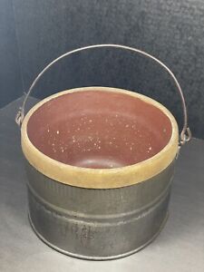 Antique Primitive Bucket With Fireproof Insert Inside Metal Rare Unusual