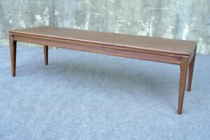 Mid Century Modern Italian Provincial Mersman Long Surf Board Coffee Table Bench