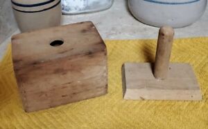 Primitive Wood Butter Mold Press Tongue And Groove Jointed Butter Press Mold