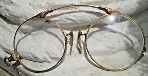 Antique Pince Nez Full Ornate Frame 1 10th 12k Gf Gold Filled With Case Nice 