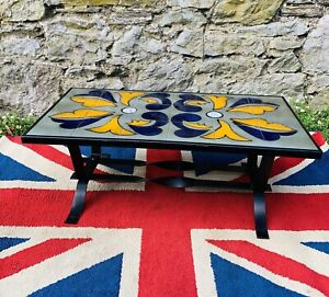 Amazing Mid 20thc French Vallauris 18 Tiled Coffee Table