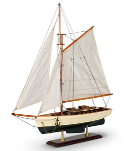 1930 Classic Yacht Small Wooden Model 21 5 Sailboat Fully Built Nautical Decor
