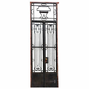 Antique Argentine Beaux Arts Wrought Iron Double Door Entry And Transom C 1920