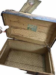 Antique Trunk Dome Top Wood Steamer Interior Tray 12 Doll Size Original 19th