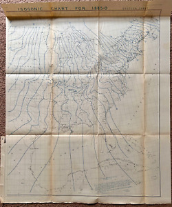 Large 1882 Antique Map Isogonic Chart For Eastern Usa Us Coast Survey