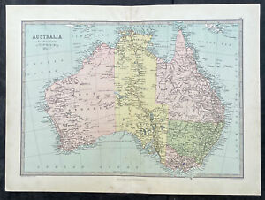 1870 John Bartholomew Large Antique Map Of Australia Stuart Land