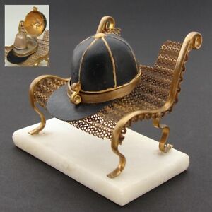 Antique French Palais Royal Thimble Holder An Equestrian Style Hat Park Bench