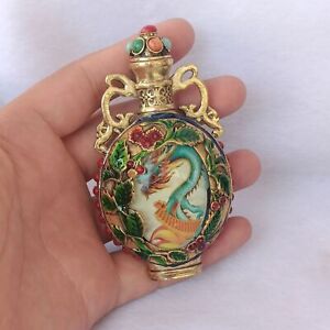 Antique Chinese Snuff Bottle Collection Inlaid Painted Noctilucent D11