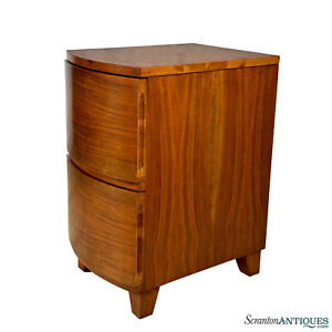 Mid Century Modern Walnut Sculptural Curved End Table Nightstand