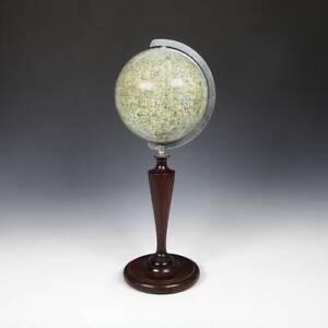 Vintage Lunar Globe Paper Gores Plaster Fruitwood Germany Mid 20th C 