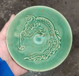5 6 China Ancient Porcelain Song Dynasty Jizhou Ware Dragon Pattern Green Bowl
