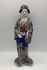 Antique Japanese Imari C1900 Meiji Period Kutani Geisha Lady Figure Porcelain