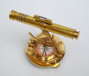 Brass Alidade Vintage Nautical Survey Tool Transit Compass Working Instrument